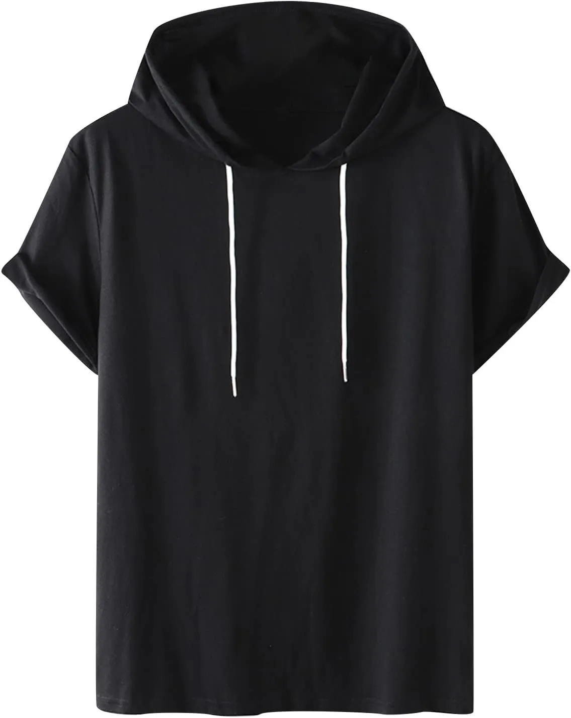 Men's Short Sleeve Hoodie Muscle Fit Sweatshirt Top Athletic Hooded T-Shirts for Men Drawstring Cool Hooded Tee