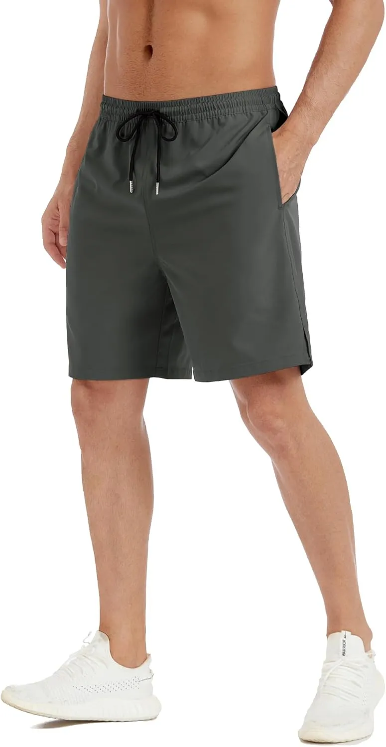 Men's Stretch Waist Casual Shorts-7" Quick Dry Running Athletic Shorts with Towel Loop