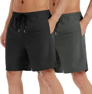Men's Stretch Waist Casual Shorts-7" Quick Dry Running Athletic Shorts with Towel Loop