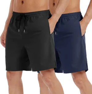 Men's Stretch Waist Casual Shorts-7" Quick Dry Running Athletic Shorts with Towel Loop