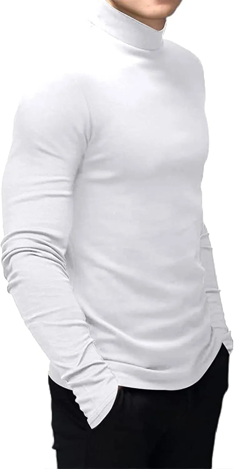 Mens T Shirt Short Sleeve Basic Mock Turtleneck Slim Fit Undershirt Pullover Thermal Solid Tops