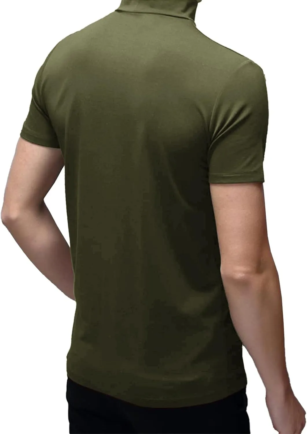 Mens T Shirt Short Sleeve Basic Mock Turtleneck Slim Fit Undershirt Pullover Thermal Solid Tops