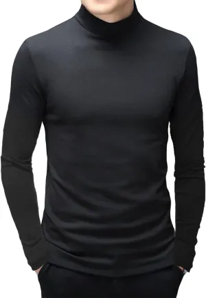 Mens T Shirt Short Sleeve Basic Mock Turtleneck Slim Fit Undershirt Pullover Thermal Solid Tops