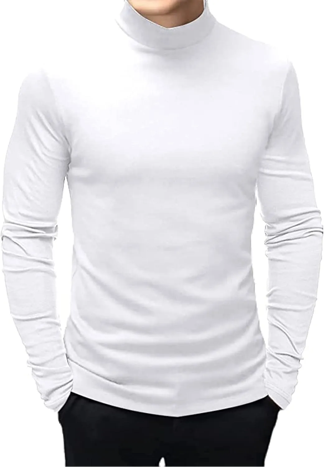 Mens T Shirt Short Sleeve Basic Mock Turtleneck Slim Fit Undershirt Pullover Thermal Solid Tops