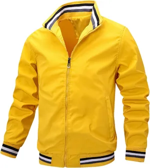 Mens Windproof Bomber Jacket Full Zip Lightweight Windbreaker Jackets Big and Tall Baseball Jacket Stylsih Golf Jacket