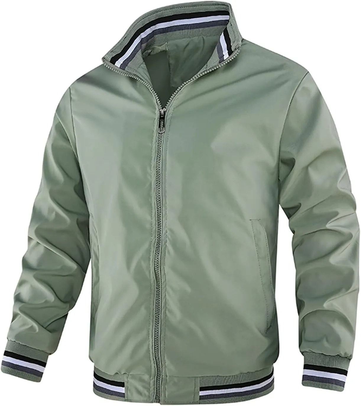 Mens Windproof Bomber Jacket Full Zip Lightweight Windbreaker Jackets Big and Tall Baseball Jacket Stylsih Golf Jacket