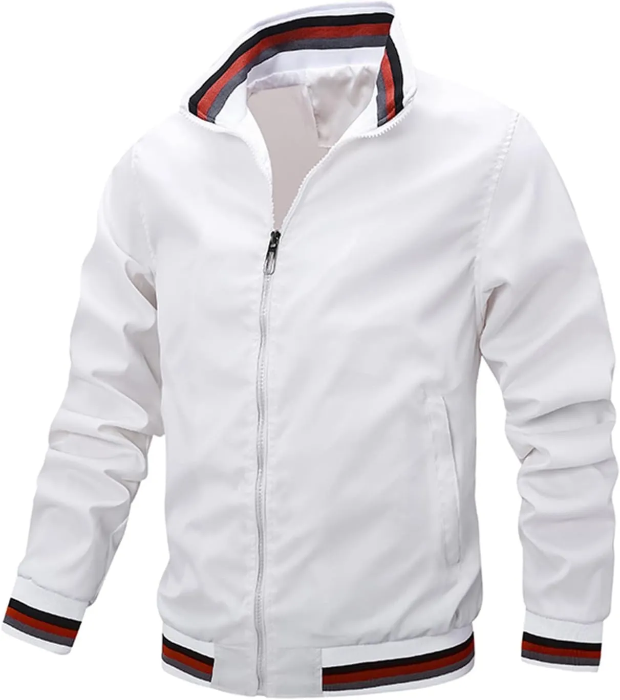 Mens Windproof Bomber Jacket Full Zip Lightweight Windbreaker Jackets Big and Tall Baseball Jacket Stylsih Golf Jacket