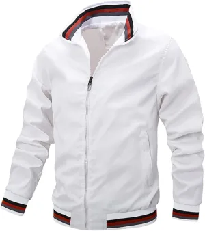 Mens Windproof Bomber Jacket Full Zip Lightweight Windbreaker Jackets Big and Tall Baseball Jacket Stylsih Golf Jacket
