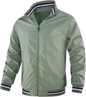 Mens Windproof Bomber Jacket Full Zip Lightweight Windbreaker Jackets Big and Tall Baseball Jacket Stylsih Golf Jacket