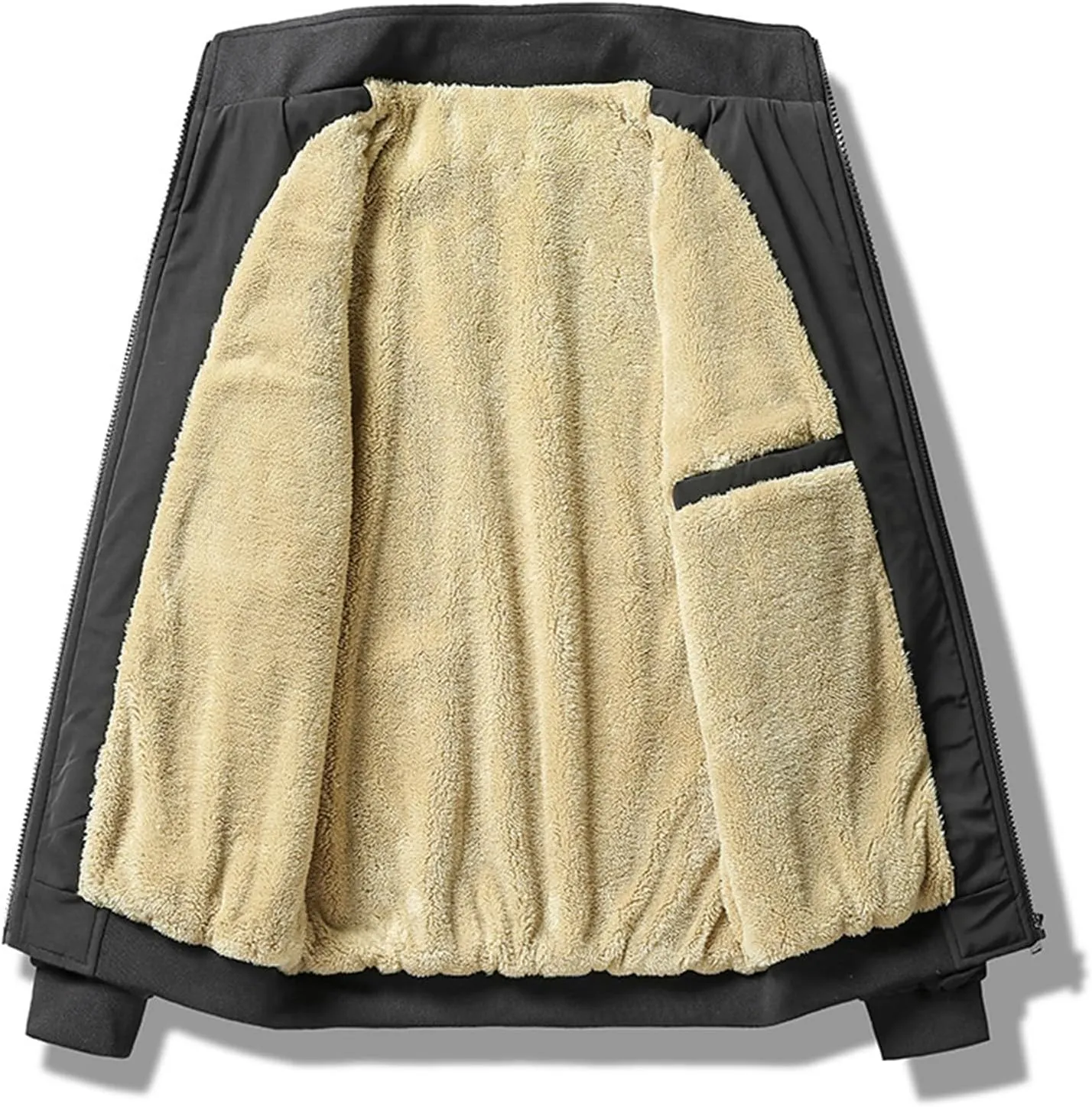 Men's Winter Jacket Fleece Sherpa Lined Warm Jacket Full Zip Up Thick Winter Coats Work Outwear Plus Size with Pocket