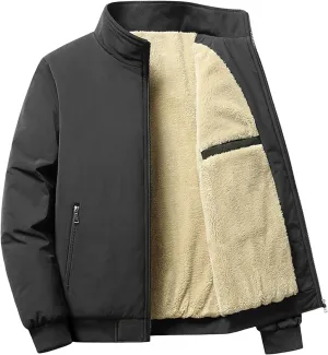 Men's Winter Jacket Fleece Sherpa Lined Warm Jacket Full Zip Up Thick Winter Coats Work Outwear Plus Size with Pocket