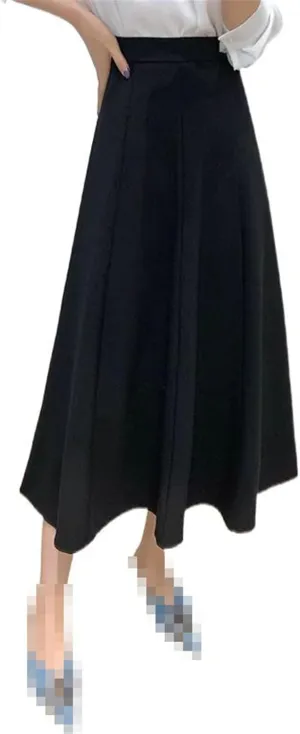 Mid-Length high-Waist A-line Skirt for Women,Spring,Flared Office Skirt