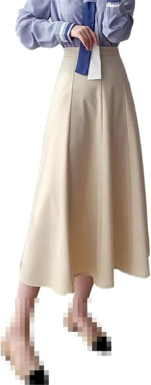 Mid-Length high-Waist A-line Skirt for Women,Spring,Flared Office Skirt