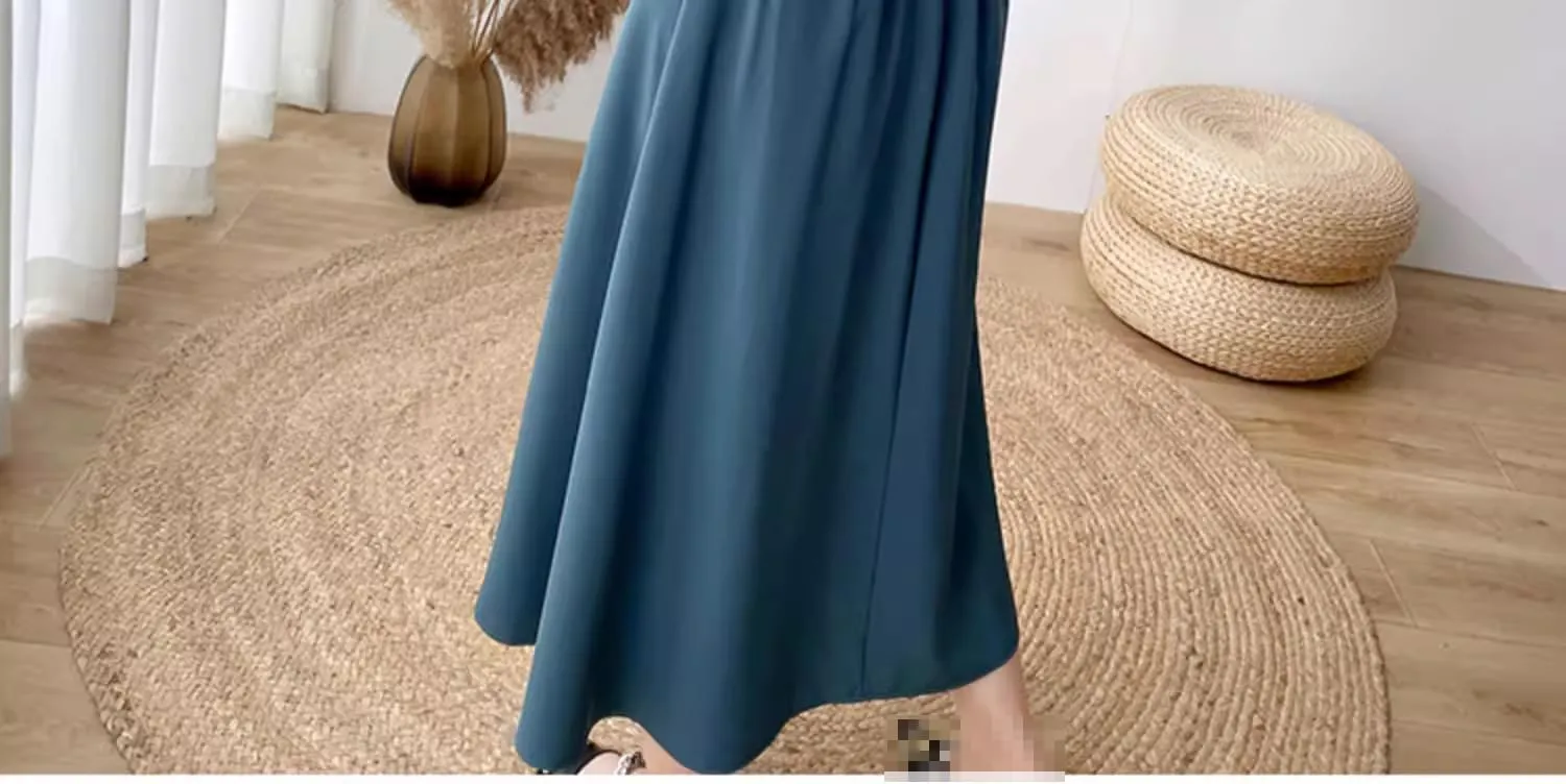 Mid-Length high-Waist Flared A-line Skirt for Women,Spring Autumn