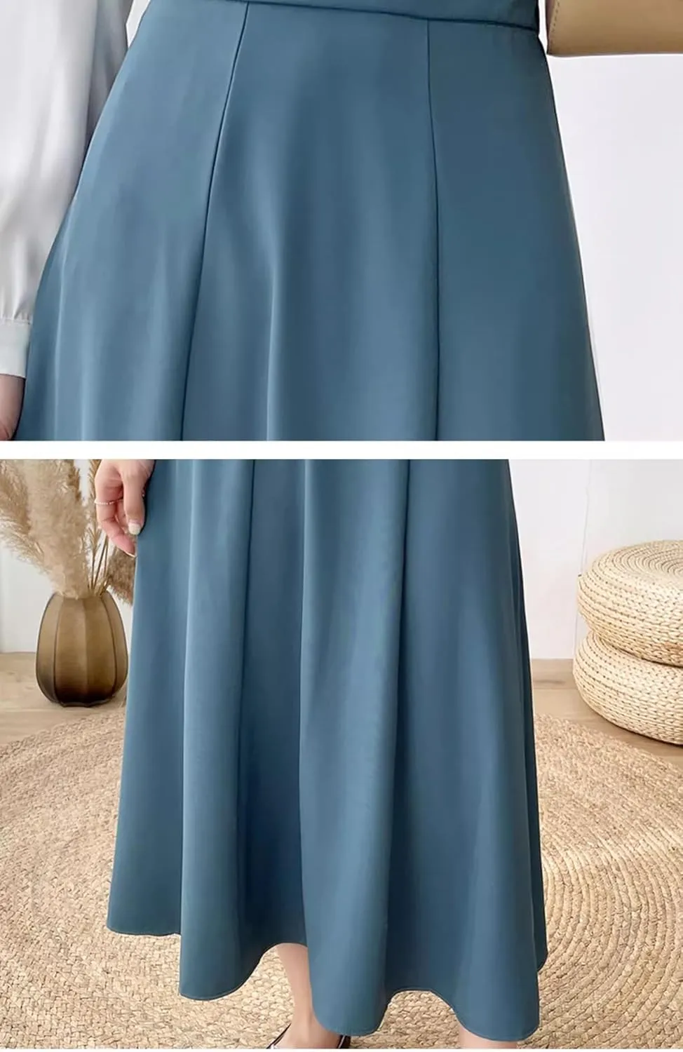 Mid-Length high-Waist Flared A-line Skirt for Women,Spring Autumn