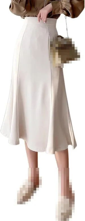 Mid-Length high-Waist Flared Chiffon Skirt for Women,Spring,A-line Skirt
