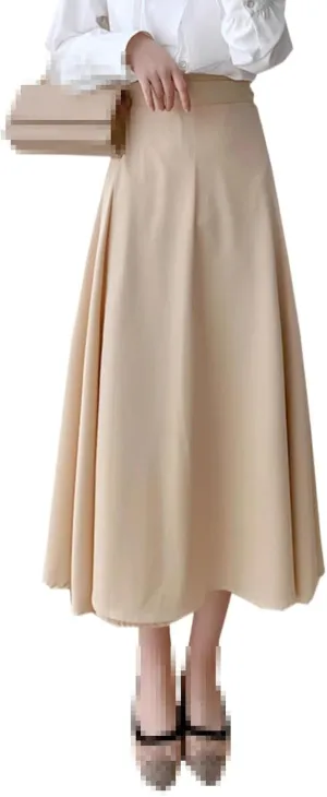 Mid-Length high-Waist Office Flared Skirt for Women,Summer,A-line Skirt