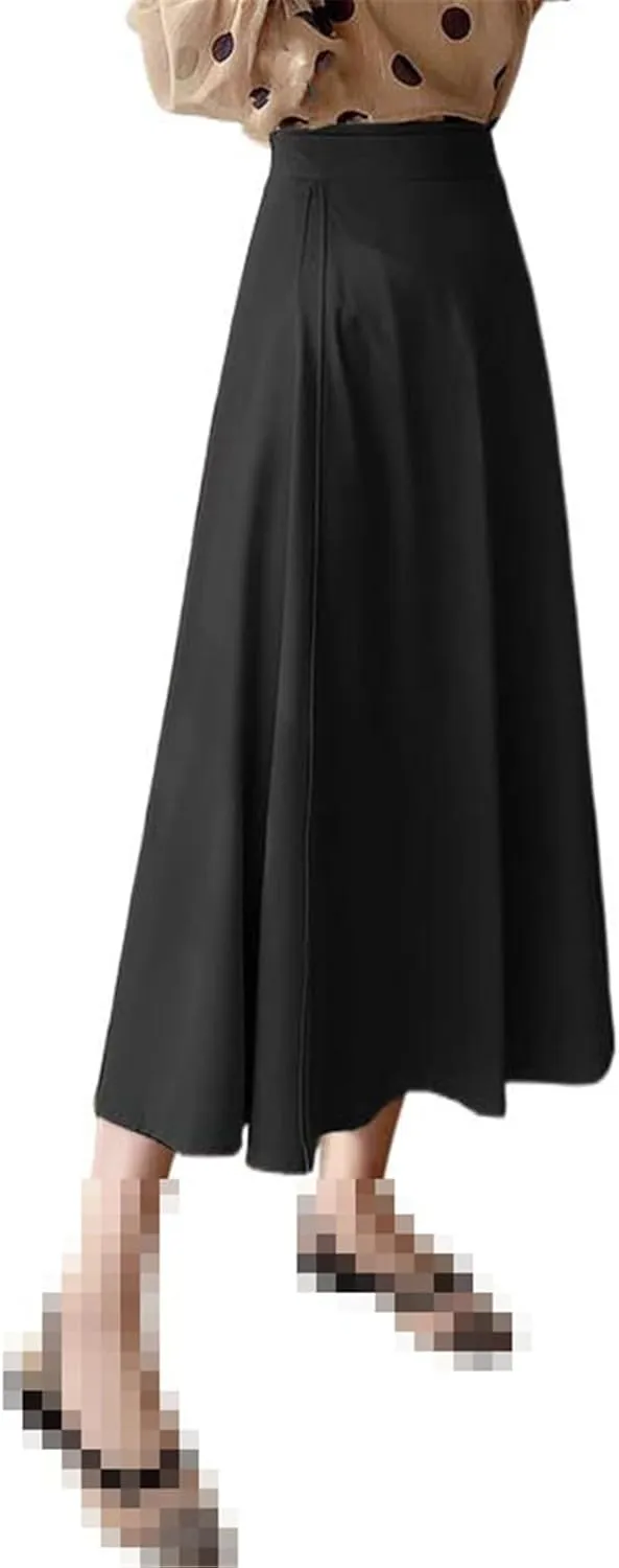 Mid-Length high-Waist Office Flared Skirt for Women,Summer,A-line Skirt