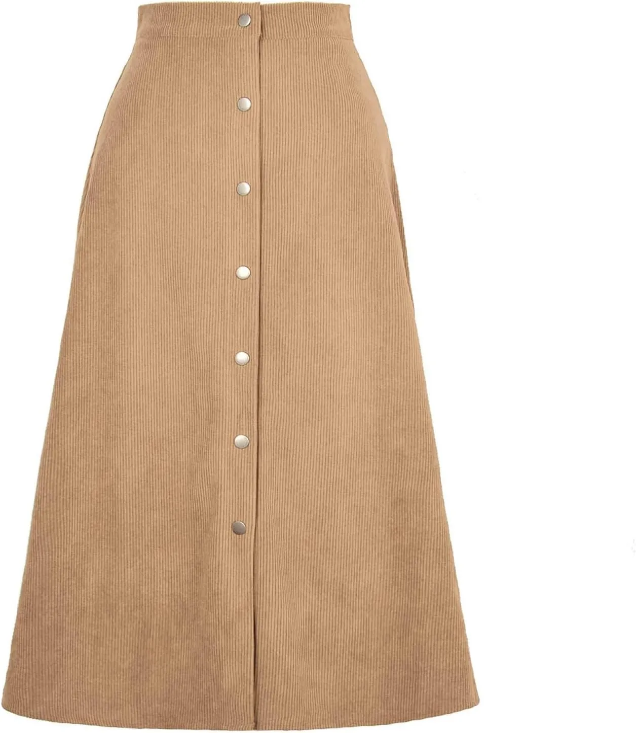 Midi Skirts for Women Trendy Corduroy Skirt Button Down High Waisted Dressy Business Casual A Line Elegant Dress 2025