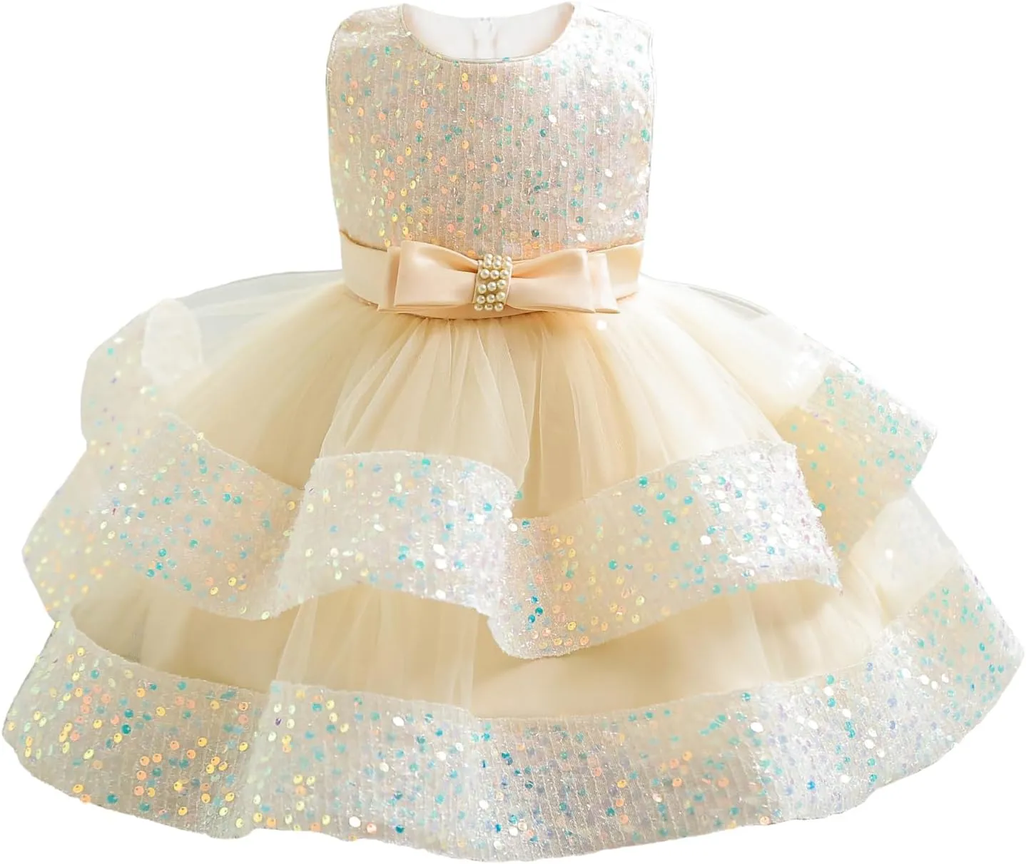 Miipat Baby Girl Pageant Dress Sequins Princess Dress Toddler Flower Wedding Birthday Party Gown Dresses 12 Months-4 Years