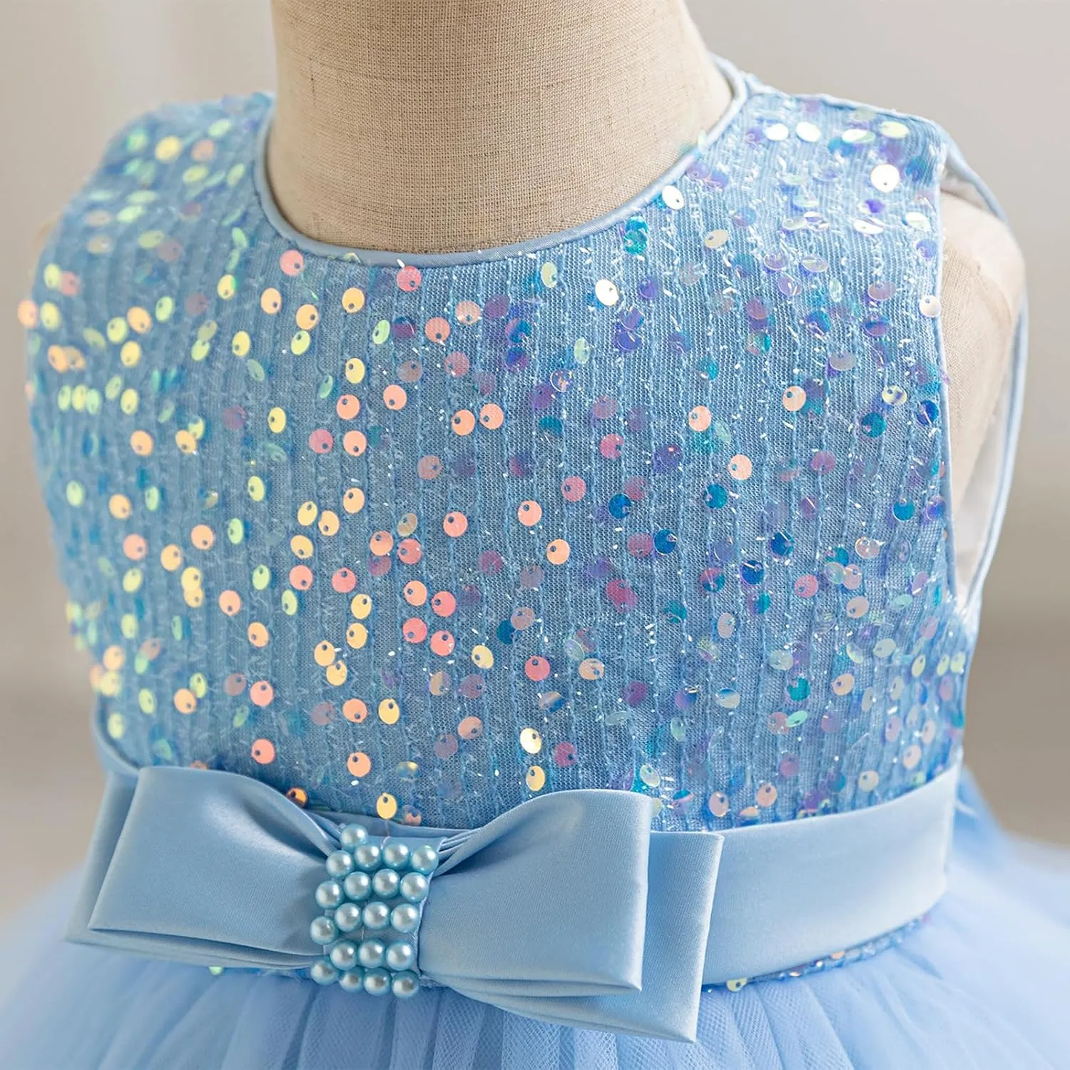 Miipat Baby Girl Pageant Dress Sequins Princess Dress Toddler Flower Wedding Birthday Party Gown Dresses 12 Months-4 Years