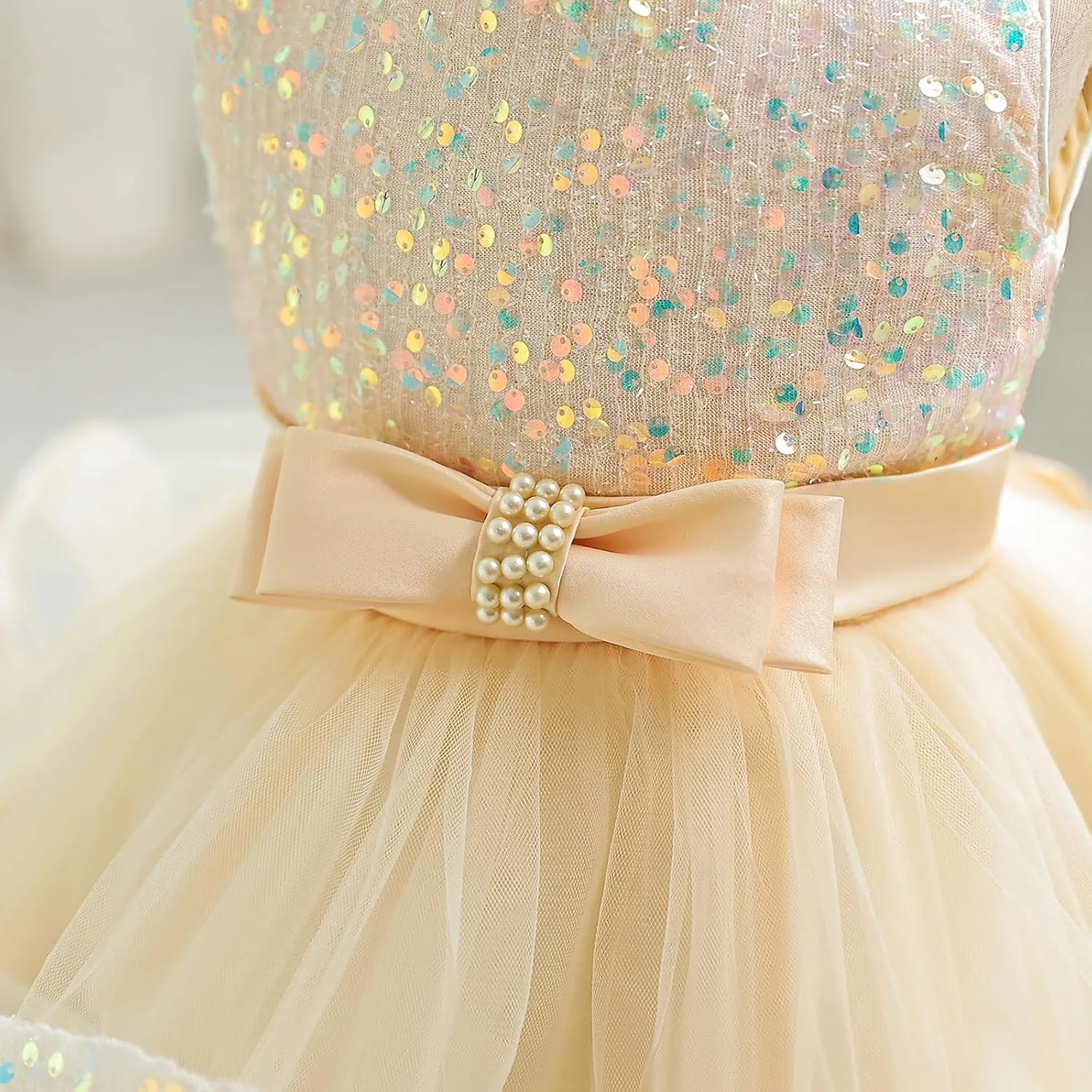 Miipat Baby Girl Pageant Dress Sequins Princess Dress Toddler Flower Wedding Birthday Party Gown Dresses 12 Months-4 Years