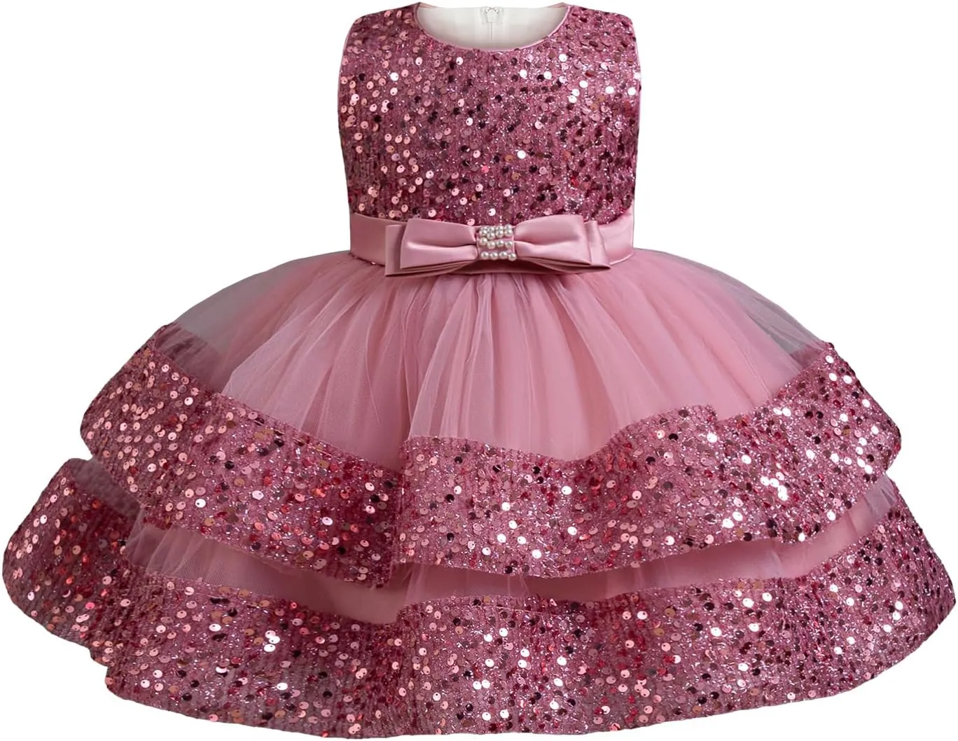 Miipat Baby Girl Pageant Dress Sequins Princess Dress Toddler Flower Wedding Birthday Party Gown Dresses 12 Months-4 Years