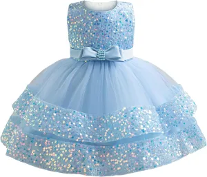 Miipat Baby Girl Pageant Dress Sequins Princess Dress Toddler Flower Wedding Birthday Party Gown Dresses 12 Months-4 Years