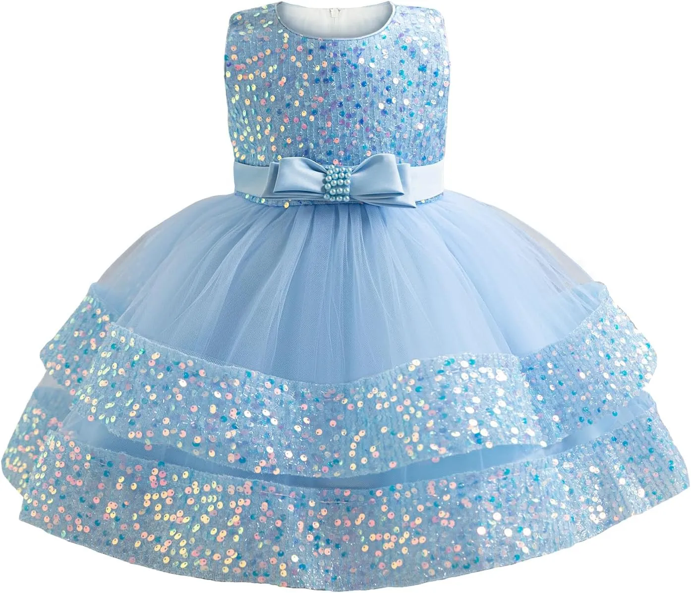 Miipat Baby Girl Pageant Dress Sequins Princess Dress Toddler Flower Wedding Birthday Party Gown Dresses 12 Months-4 Years