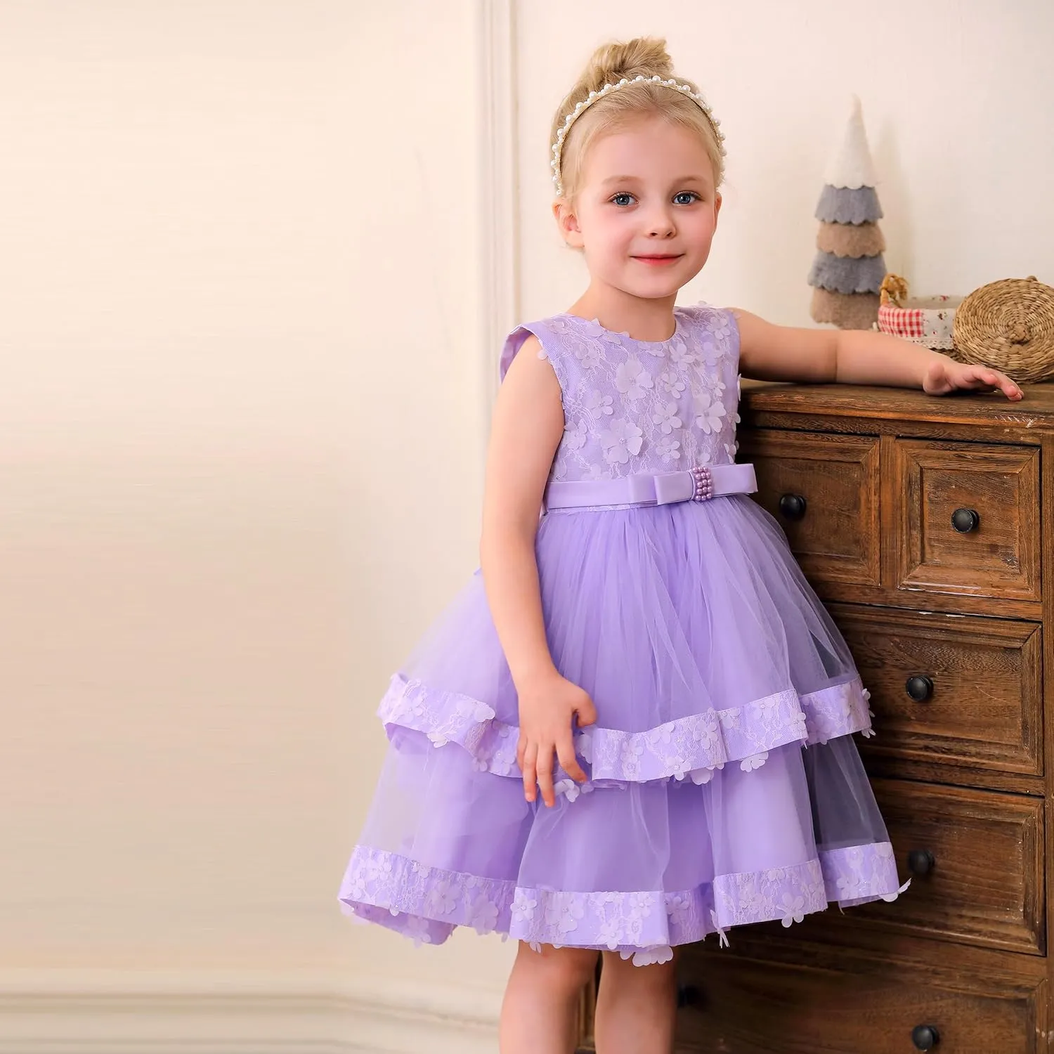 Miipat Baby Girl Pageant Dress Sequins Princess Dress Toddler Flower Wedding Birthday Party Gown Dresses 12 Months-4 Years