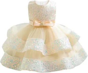Miipat Baby Girl Pageant Dress Sequins Princess Dress Toddler Flower Wedding Birthday Party Gown Dresses 12 Months-4 Years