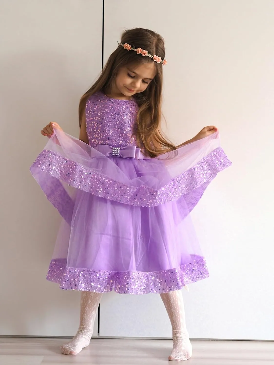 Miipat Baby Girl Pageant Dress Sequins Princess Dress Toddler Flower Wedding Birthday Party Gown Dresses 12 Months-4 Years