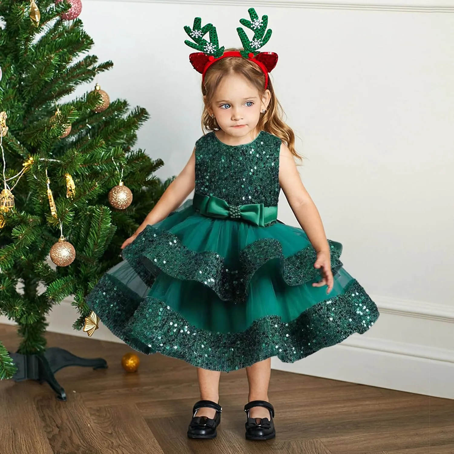 Miipat Baby Girl Pageant Dress Sequins Princess Dress Toddler Flower Wedding Birthday Party Gown Dresses 12 Months-4 Years