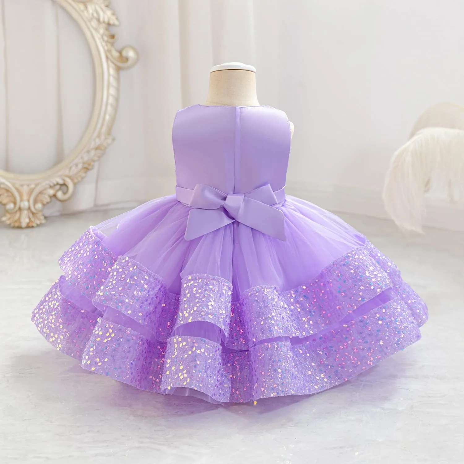 Miipat Baby Girl Pageant Dress Sequins Princess Dress Toddler Flower Wedding Birthday Party Gown Dresses 12 Months-4 Years