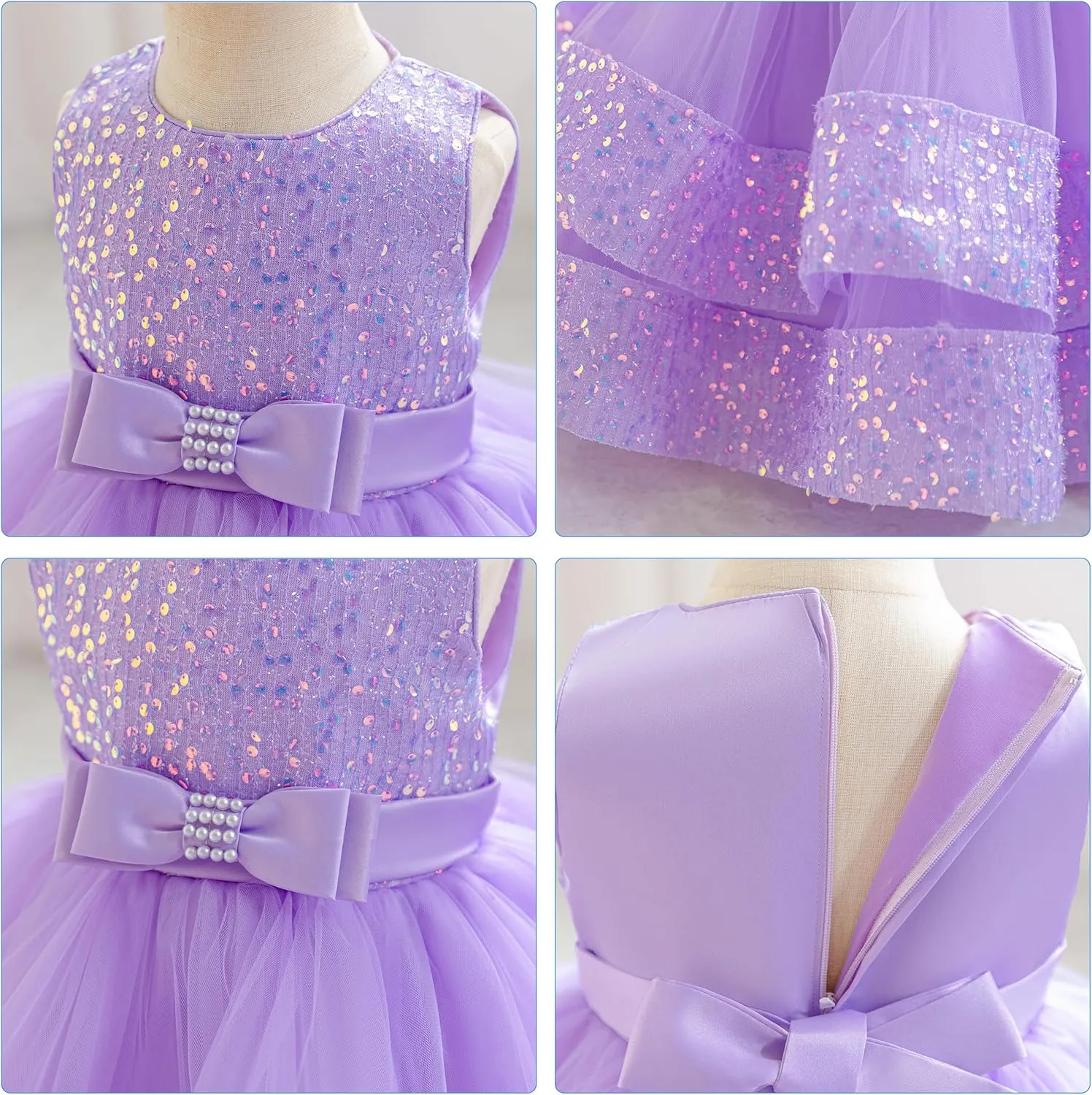 Miipat Baby Girl Pageant Dress Sequins Princess Dress Toddler Flower Wedding Birthday Party Gown Dresses 12 Months-4 Years