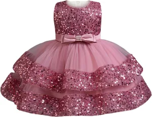 Miipat Baby Girl Pageant Dress Sequins Princess Dress Toddler Flower Wedding Birthday Party Gown Dresses 12 Months-4 Years