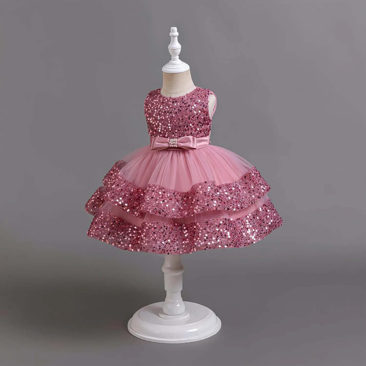 Miipat Baby Girl Pageant Dress Sequins Princess Dress Toddler Flower Wedding Birthday Party Gown Dresses 12 Months-4 Years
