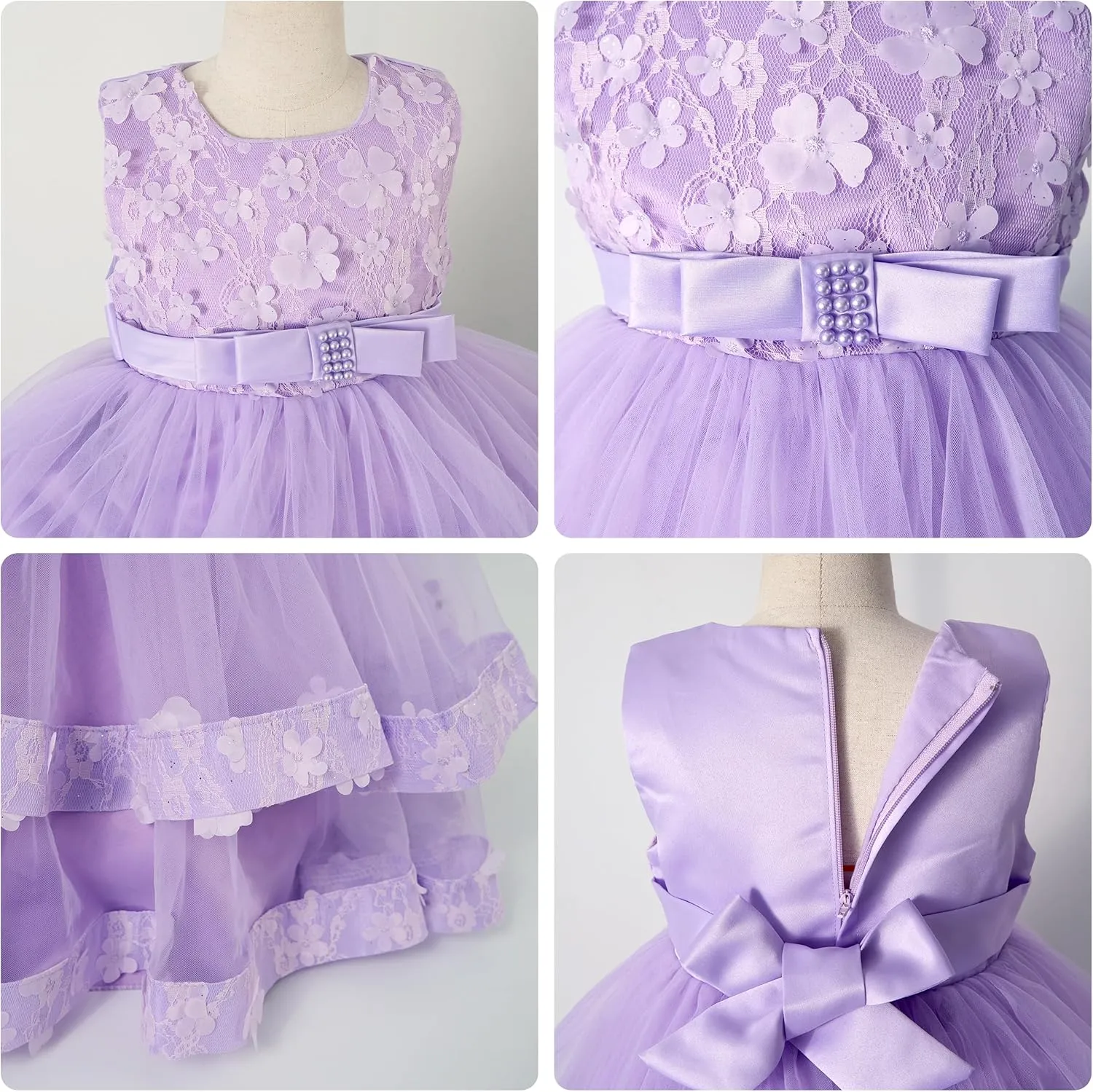 Miipat Baby Girl Pageant Dress Sequins Princess Dress Toddler Flower Wedding Birthday Party Gown Dresses 12 Months-4 Years