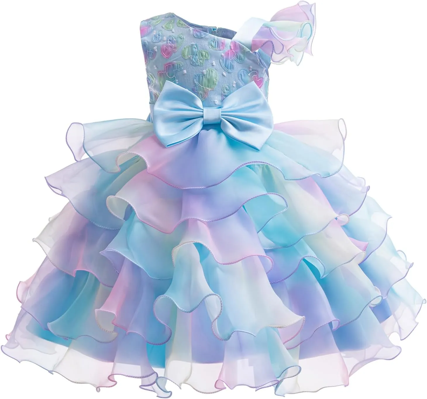 Miipat Girls Pageant Party Dress Ruffle Flower Kids Wedding Ball Gown Sequin Formal Princess Dress 4-9 Years