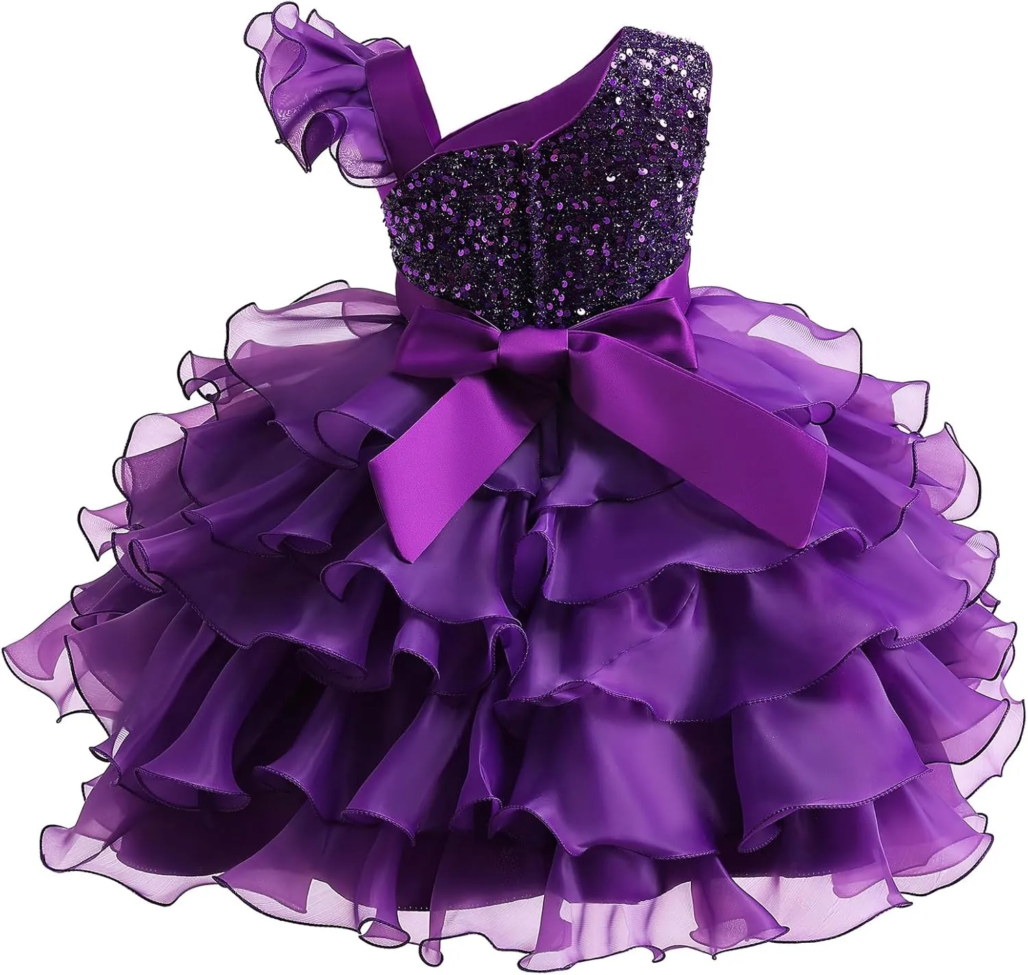 Miipat Girls Pageant Party Dress Ruffle Flower Kids Wedding Ball Gown Sequin Formal Princess Dress 4-9 Years