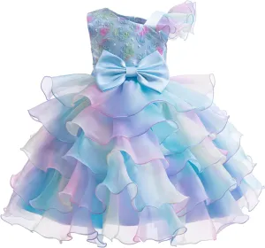 Miipat Girls Pageant Party Dress Ruffle Flower Kids Wedding Ball Gown Sequin Formal Princess Dress 4-9 Years