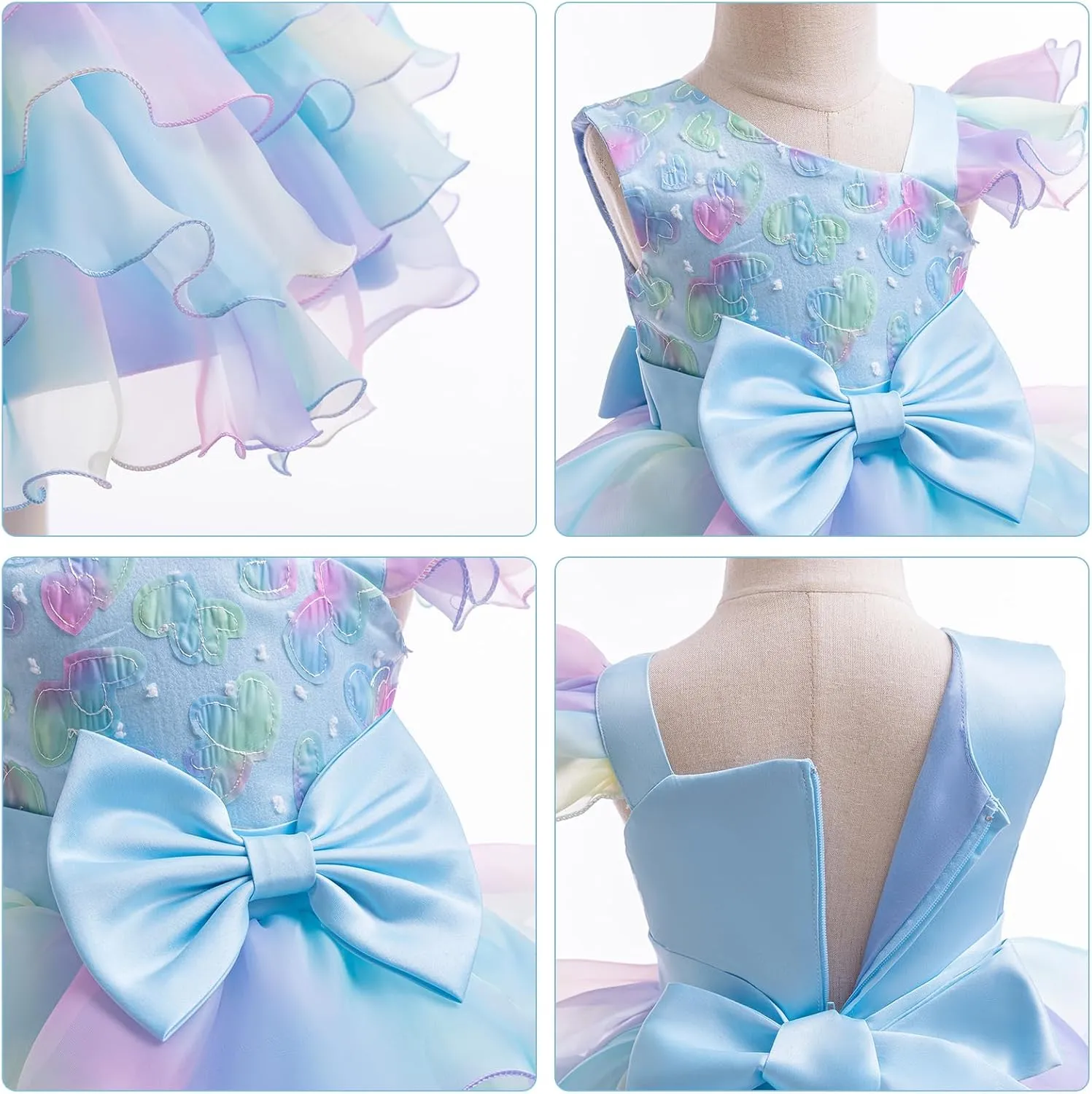 Miipat Girls Pageant Party Dress Ruffle Flower Kids Wedding Ball Gown Sequin Formal Princess Dress 4-9 Years