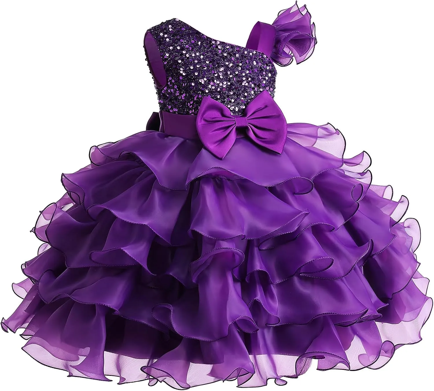 Miipat Girls Pageant Party Dress Ruffle Flower Kids Wedding Ball Gown Sequin Formal Princess Dress 4-9 Years