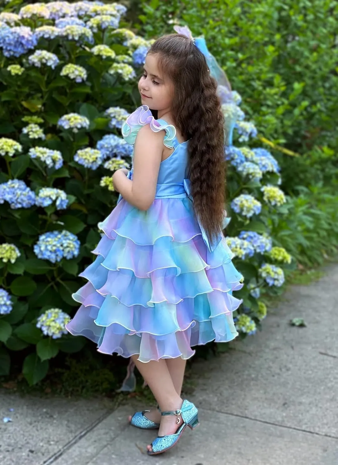 Miipat Girls Pageant Party Dress Ruffle Flower Kids Wedding Ball Gown Sequin Formal Princess Dress 4-9 Years
