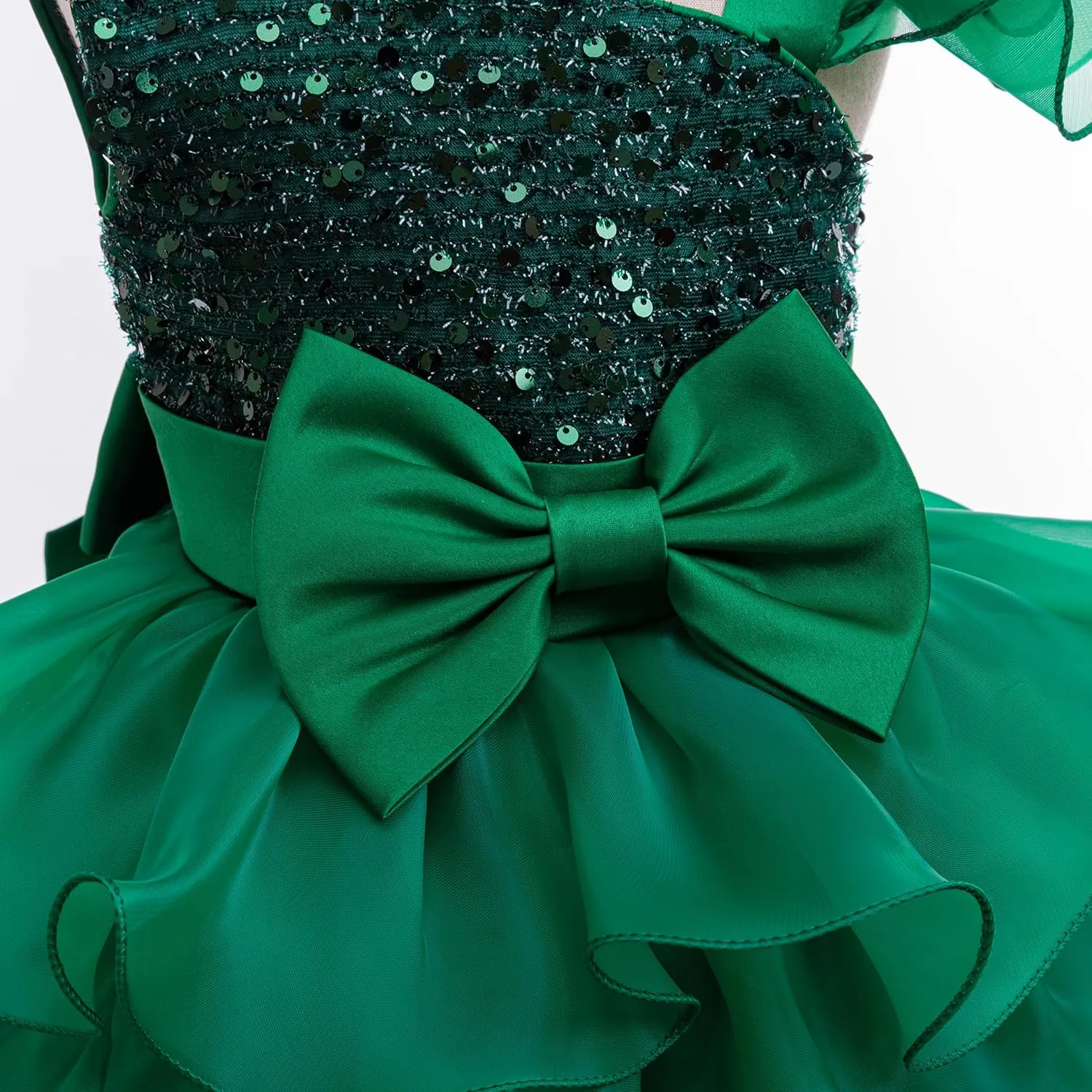 Miipat Girls Pageant Party Dress Ruffle Flower Kids Wedding Ball Gown Sequin Formal Princess Dress 4-9 Years