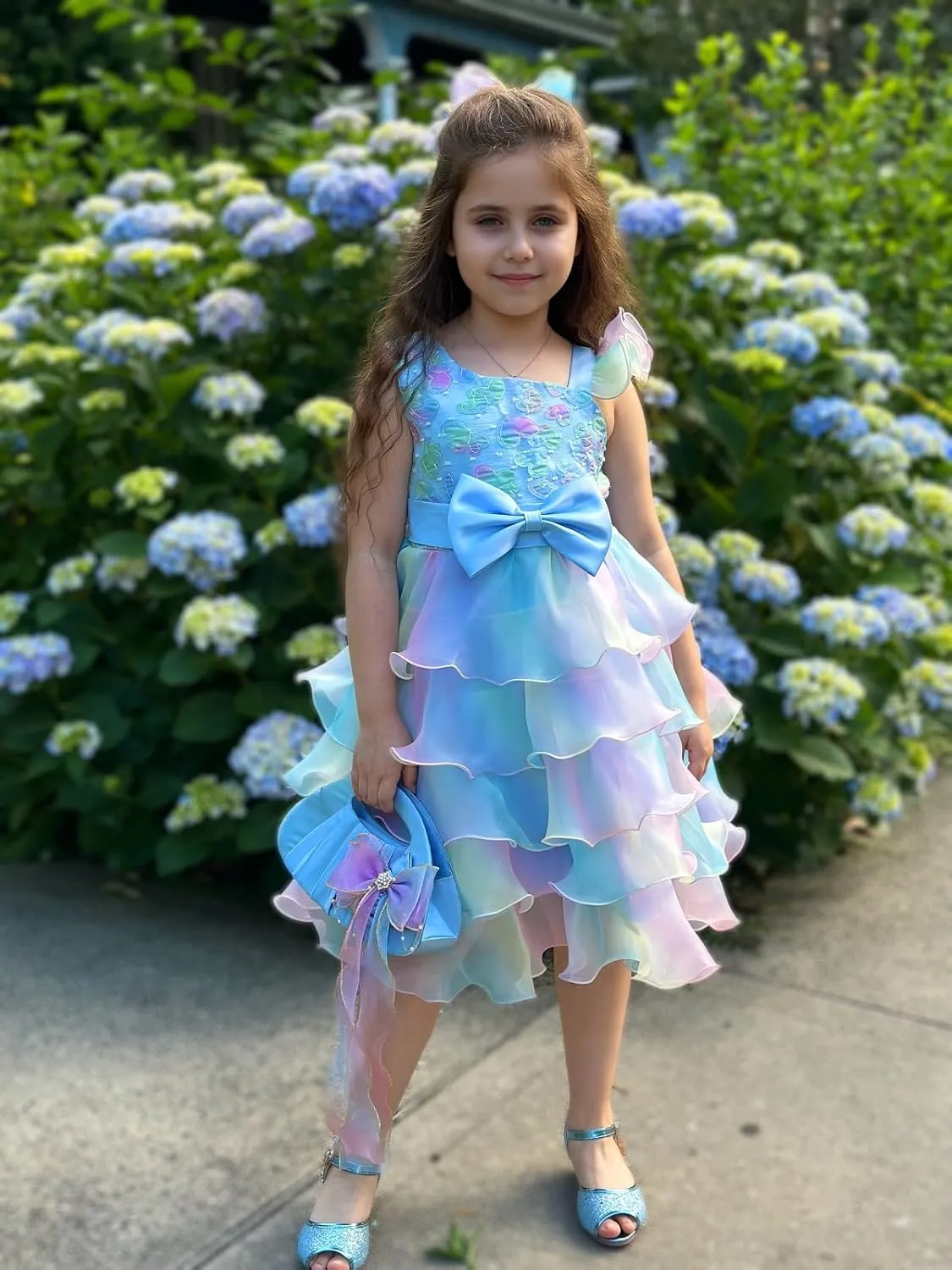 Miipat Girls Pageant Party Dress Ruffle Flower Kids Wedding Ball Gown Sequin Formal Princess Dress 4-9 Years