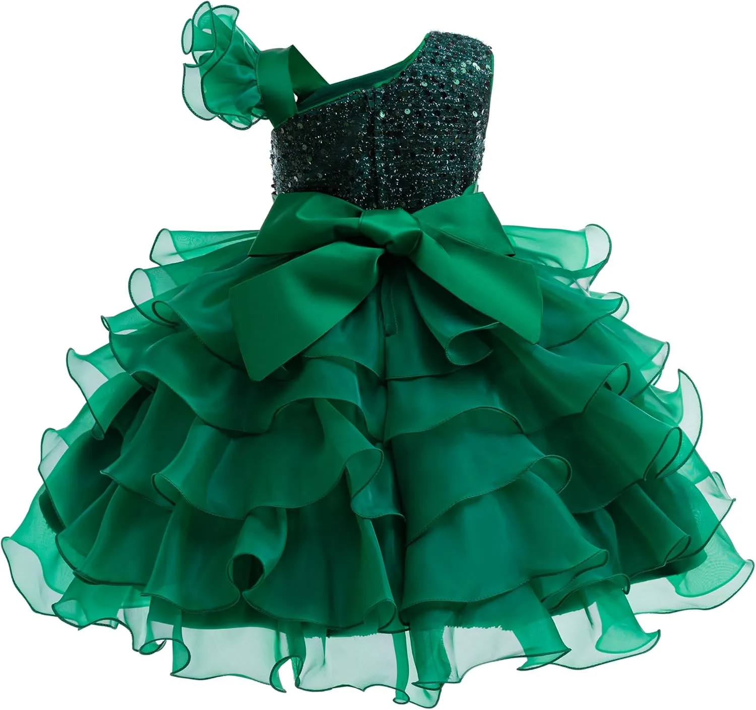 Miipat Girls Pageant Party Dress Ruffle Flower Kids Wedding Ball Gown Sequin Formal Princess Dress 4-9 Years