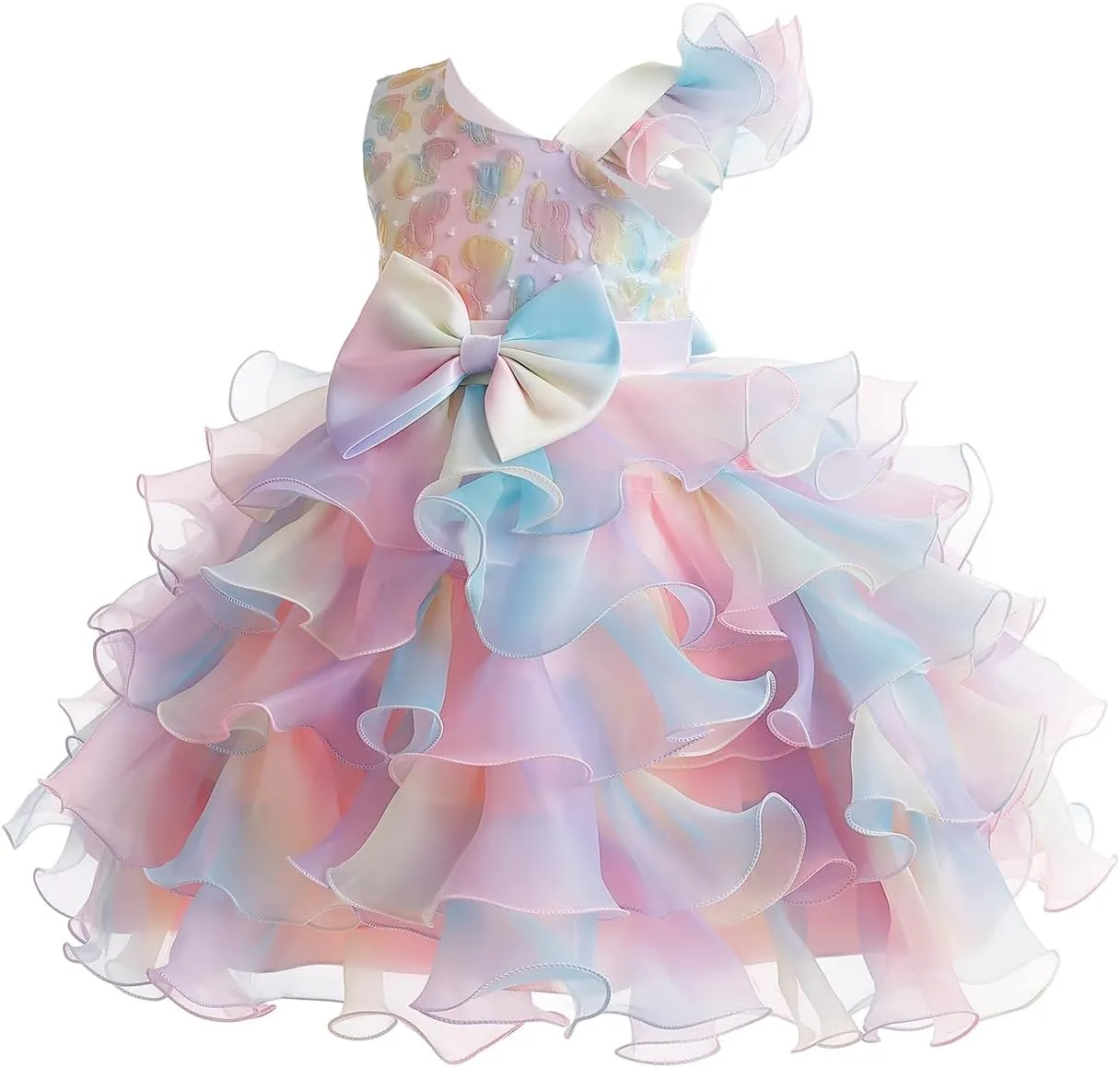 Miipat Girls Pageant Party Dress Ruffle Flower Kids Wedding Ball Gown Sequin Formal Princess Dress 4-9 Years