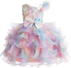 Miipat Girls Pageant Party Dress Ruffle Flower Kids Wedding Ball Gown Sequin Formal Princess Dress 4-9 Years