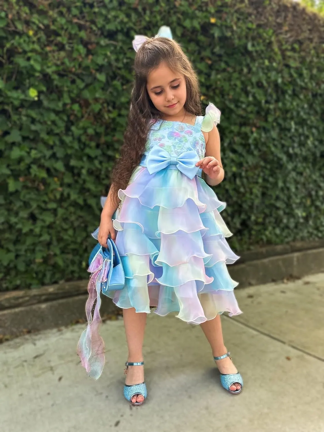 Miipat Girls Pageant Party Dress Ruffle Flower Kids Wedding Ball Gown Sequin Formal Princess Dress 4-9 Years